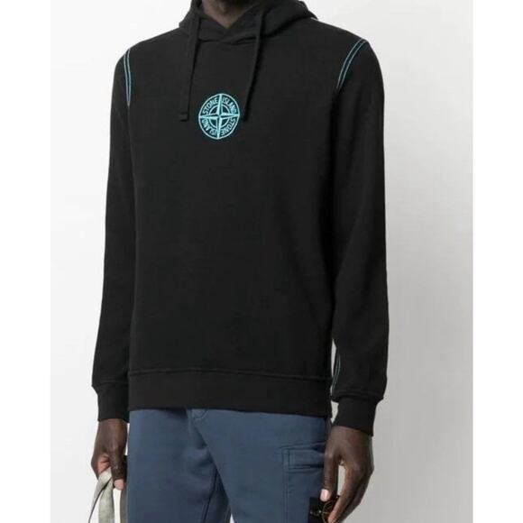 Stone Island Compass Print Black Hoodie 741561159.V0029 Men’s Size Large - Picture 2 of 5